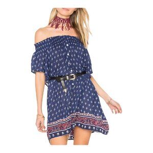 Faithfull The Brand Diea Gypsy Print Off The Shoulder‎ Flowy Tunic Mini Dress 2